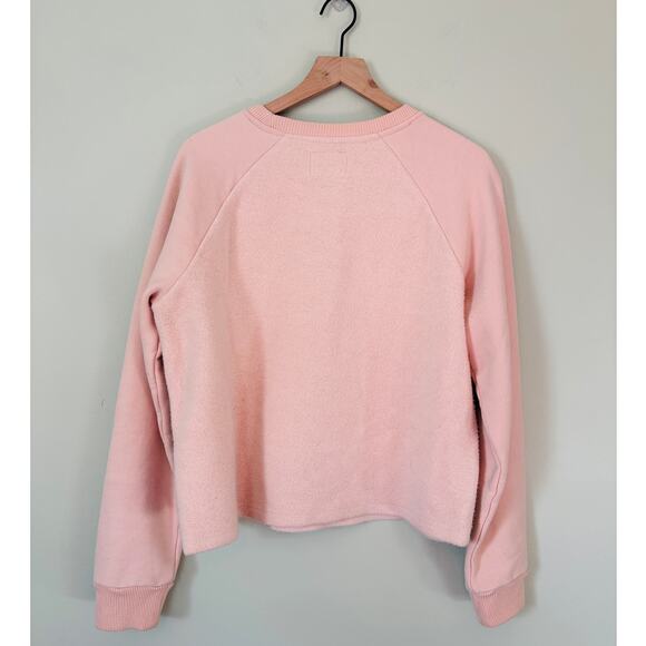 Roots Pink Logo Crewneck Pullover Sweatshirt Large - Picture 2 of 7